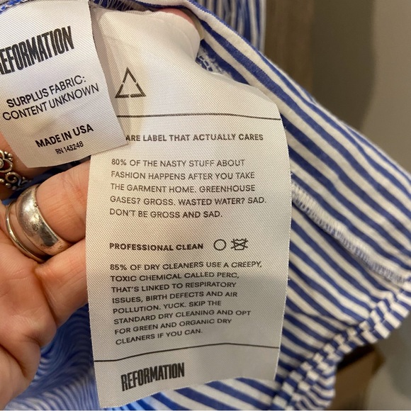 Reformation Medium Shirt Dress Wrap Skirt Button Down Striped - Picture 8 of 10